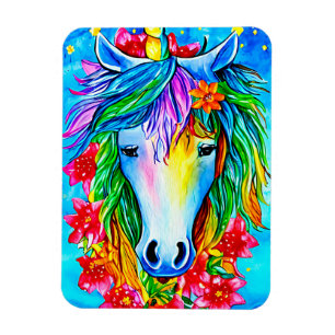 Abstrakte Einhorn-Blume Aquarell Kunst, Dichtung Magnet
