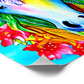 Abstrakte Einhorn-Blume Aquarell Kunst, Dichtung Poster (Ecke)