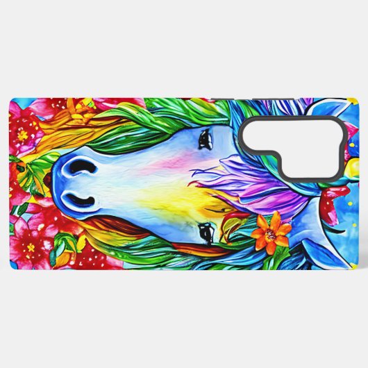 Abstrakte Einhorn Blume Aquarell Samsung Galaxy Hülle (Rückseite (Horizontal))