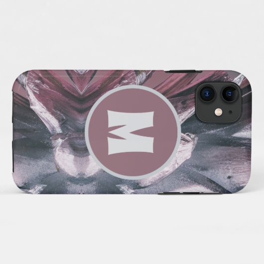 Abstrakte Einmalige Silber Ananas-Spikes-Monogramm Case-Mate iPhone Hülle (Rückseite (Horizontal))