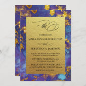 *~* Abstrakte, einzigartige Blue Gold Glitzer Hoch Einladung (Vorne/Hinten)