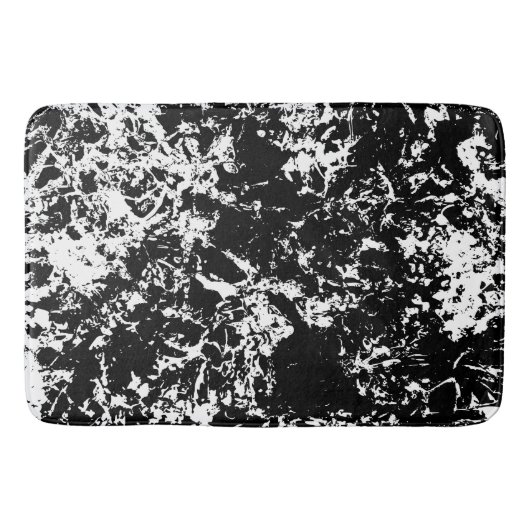 Abstrakte Eisbildung in Schwarz und Weiß Badematte (Vorderseite)