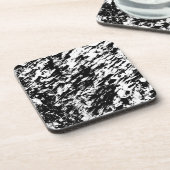 Abstrakte Eisbildung in Schwarz und Weiß Getränkeuntersetzer (Linke Seite)