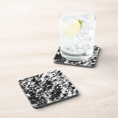 Abstrakte Eisbildung in Schwarz und Weiß Getränkeuntersetzer (Rechte Seite)
