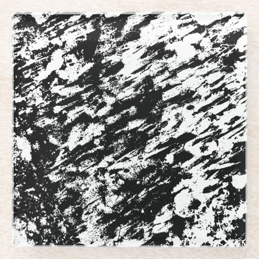 Abstrakte Eisbildung in Schwarz und Weiß Glasuntersetzer (Vorderseite)