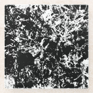 Abstrakte Eisbildung in Schwarz und Weiß Glasuntersetzer
