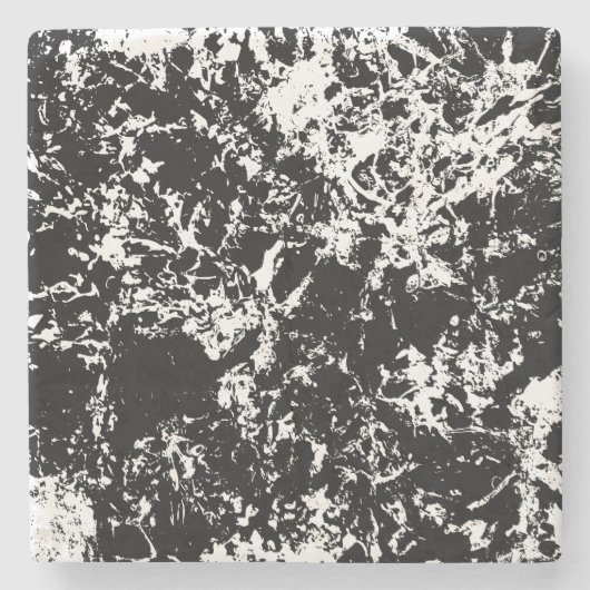 Abstrakte Eisbildung in Schwarz und Weiß Steinuntersetzer (Vorderseite)