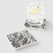 Abstrakte Eisbildung in Schwarz und Weiß Steinuntersetzer (Seitenansicht)