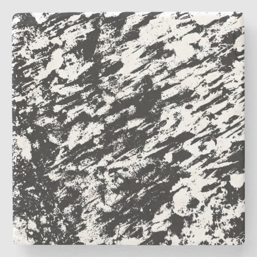 Abstrakte Eisbildung in Schwarz und Weiß Steinuntersetzer (Vorderseite)