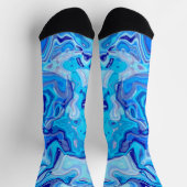Abstrakte Eisblaue Marmortextur Flüssiges Metall Socken (Oben)
