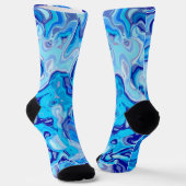 Abstrakte Eisblaue Marmortextur Flüssiges Metall Socken (Gewinkelt)