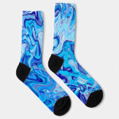 Abstrakte Eisblaue Marmortextur Flüssiges Metall Socken (Rechts)