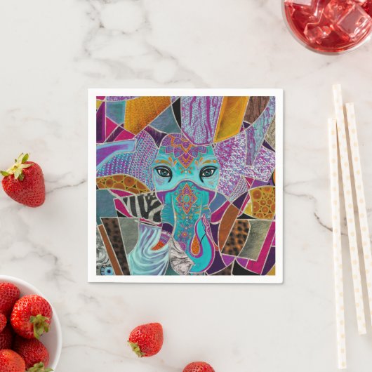 Abstrakte Elefantencollage - gemischte Texturen Serviette (Beispiel)