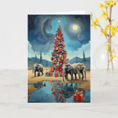 Abstrakte Elefantenweihnachtskarte | Moderner Urla Karte (Gelbe Blume)