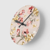 Abstrakte Elegance Blumenmuster 3 Runde Wanduhr (Winkel)