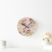 Abstrakte Elegance Blumenmuster 3 Runde Wanduhr (Zuhause)