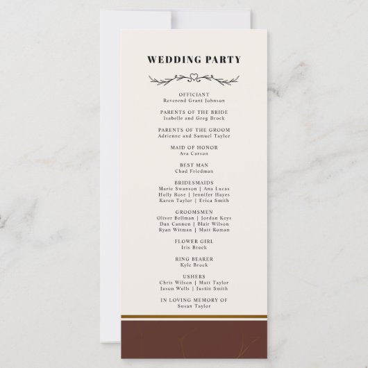 Abstrakte Elegance Golden Frame Hochzeitsprogramme (Rückseite)