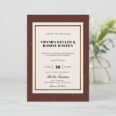 Abstrakte Elegance Golden Frame Wedding Einladung (Stehend Vorderseite)