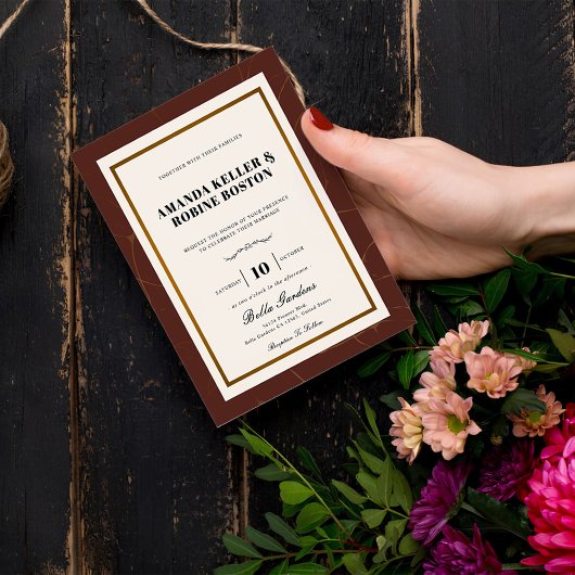 Abstrakte Elegance Golden Frame Wedding Einladung