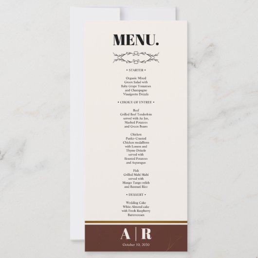 Abstrakte Elegance Golden Frame Wedding Menu (Vorderseite)