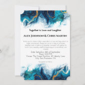 Abstrakte Elegance LGBTQ Deep Blue Aquamarin Gold Einladung (Vorderseite)