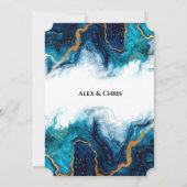 Abstrakte Elegance LGBTQ Deep Blue Aquamarin Gold Einladung (Rückseite)