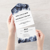 Abstrakte Elegance LGBTQ Deep Blue Gold Marmor All In One Einladung (Abreißen)