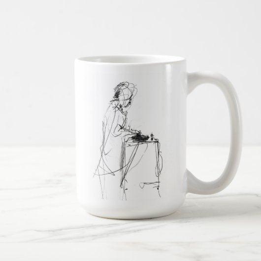 Abstrakte Elegant DJ Player Sketch Kaffeetasse (Rechts)