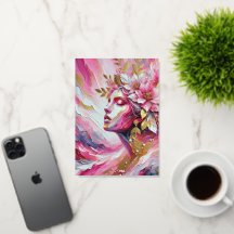 Abstrakte Elegant-Frauen-Gesichtspinken Blätter Po