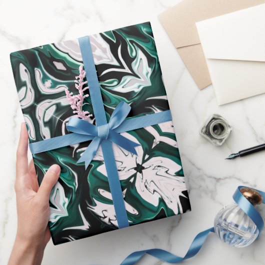 Abstrakte, elegante Fließstruktur aus flüssigem Ma Geschenkpapier (Schenken)