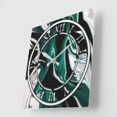 Abstrakte, elegante Fließstruktur aus flüssigem Ma Quadratische Wanduhr (Winkel)