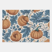 Abstrakte elegante Herbstkürbis dustige blaue Blät Geschenkpapier Set (Vorderseite)