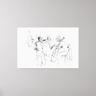 Abstrakte Elegante Jazz Band Sketch - Premium Leinwanddruck