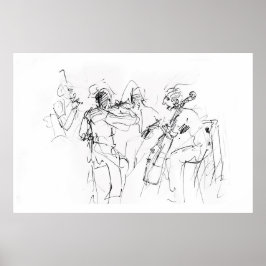 Abstrakte Elegante Jazz Band Sketch - Premium Poster
