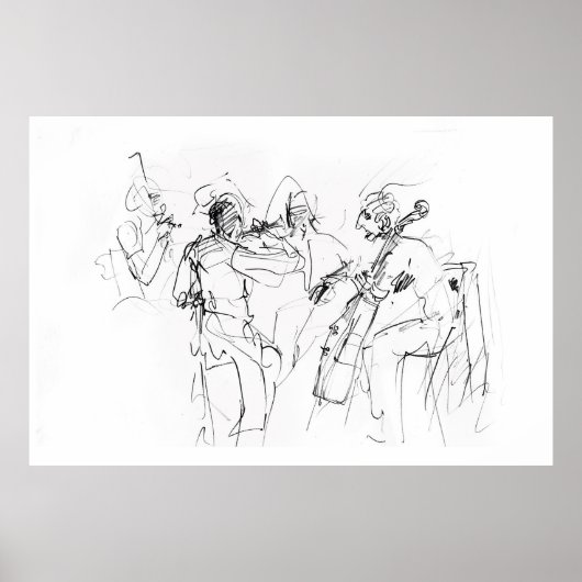 Abstrakte Elegante Jazz Band Sketch - Premium Poster (Vorne)