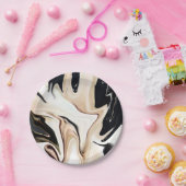 Abstrakte, elegante Retrofarben, digitale Fließtex Pappteller (Party)