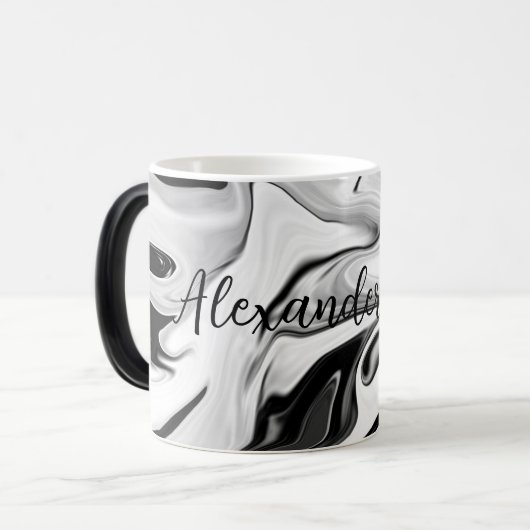 Abstrakte, elegante Retrofarben, digitale Fließtex Verwandlungstasse (Vorderseite Links)