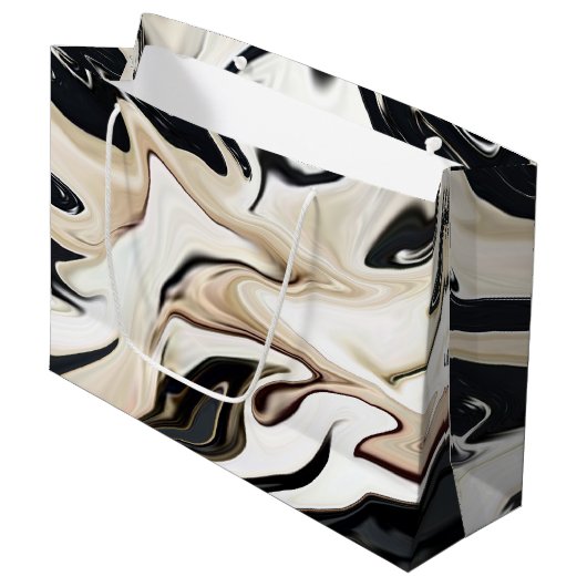 Abstrakte, elegante Retrofarben, digitale Flüssigk Große Geschenktüte (Vorderseite Schrägansicht)