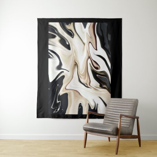 Abstrakte, elegante Retrofarben, digitale Flüssigk Wandteppich (Beispiel)