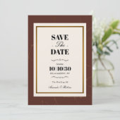 Abstrakte Eleganz Goldener Rahmen Save The Date (Stehend Vorderseite)