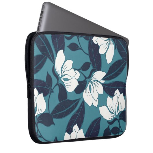 Abstrakte Eleganz mit Blumenhintergrund.  Laptopschutzhülle (Vorne Rechts)