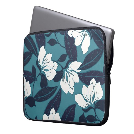Abstrakte Eleganz mit Blumenhintergrund. Laptopschutzhülle (Vorderseite Links)