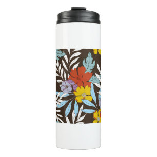 Abstrakte Eleganz mit Blumenhintergrund. Thermosbecher