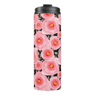 Abstrakte Eleganz nahtlos mit rosa Blüte Thermosbecher