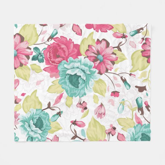 Abstrakte Eleganz Nahtloses Muster mit Blumenbezug Fleecedecke (Vorderseite (Horizontal))