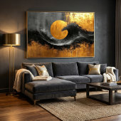 Abstrakte Eleganz: Schwarze, goldene und graue Kun Poster