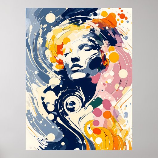 Abstrakte Eleganz - wirbelnde Farben und Bewegung Poster (Vorne)