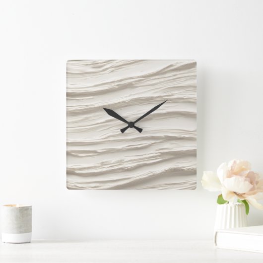 Abstrakte Elfenbeinstruktur Quadratische Wanduhr (Zuhause)