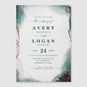 Abstrakte Emerald Green Magnetic Wedding Einladung (Vorderseite)