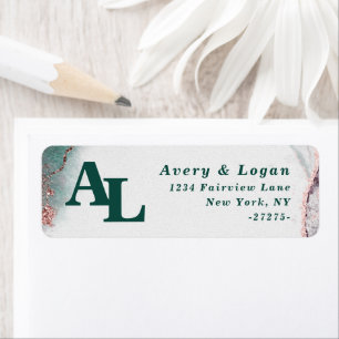Abstrakte Emerald Green Monogram-Rücksendeadresse